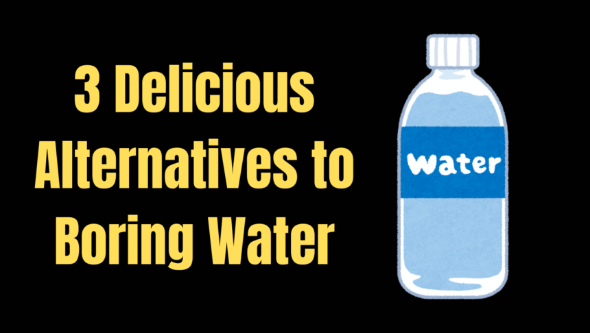 Three refreshing beverage alternatives to plain water, showcasing vibrant colors and enticing flavors.