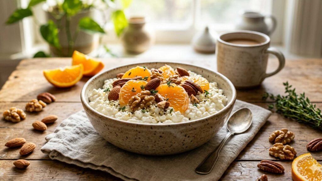 Cottage Cheese with Orange and Nuts